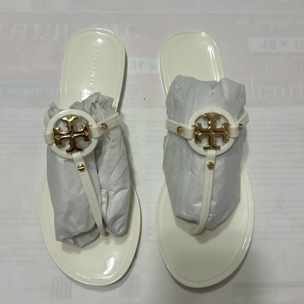 Mini Miller Flat Thong Ivory/Gold